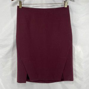 White House Black Market Maroon Sateen Pencil Skirt Women's Size 2